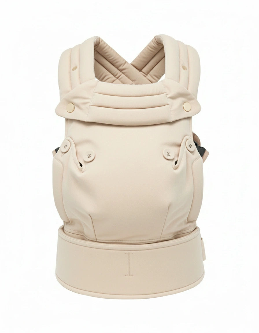 Beige baby carrier on a white background