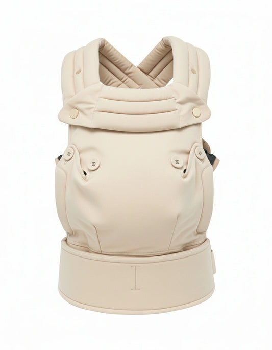 Beige baby carrier on a white background