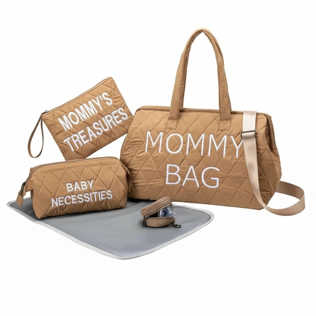 Set of brown bags with text on a white background