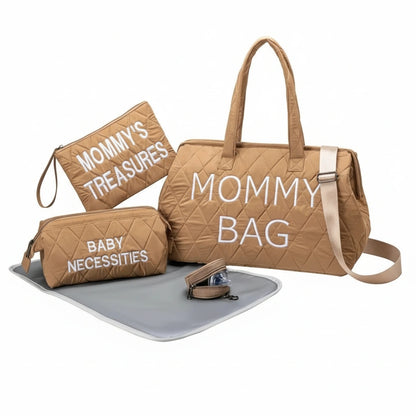 Set of brown bags with text on a white background