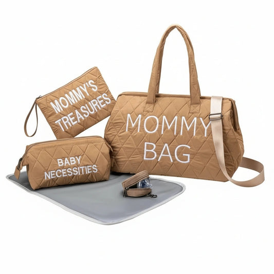 Set of brown bags with text on a white background